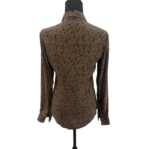 NWOT Carine Roitfield Uniqlo 100% Silk Leopard Print Button Down Blouse Shirt -S - Picture 4 of 14